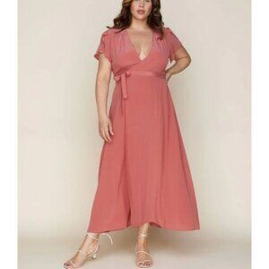 Christy Dawn Women's The Autumn Midi Wrap Dress Dusty Rose Silk Balletcore SZ M
